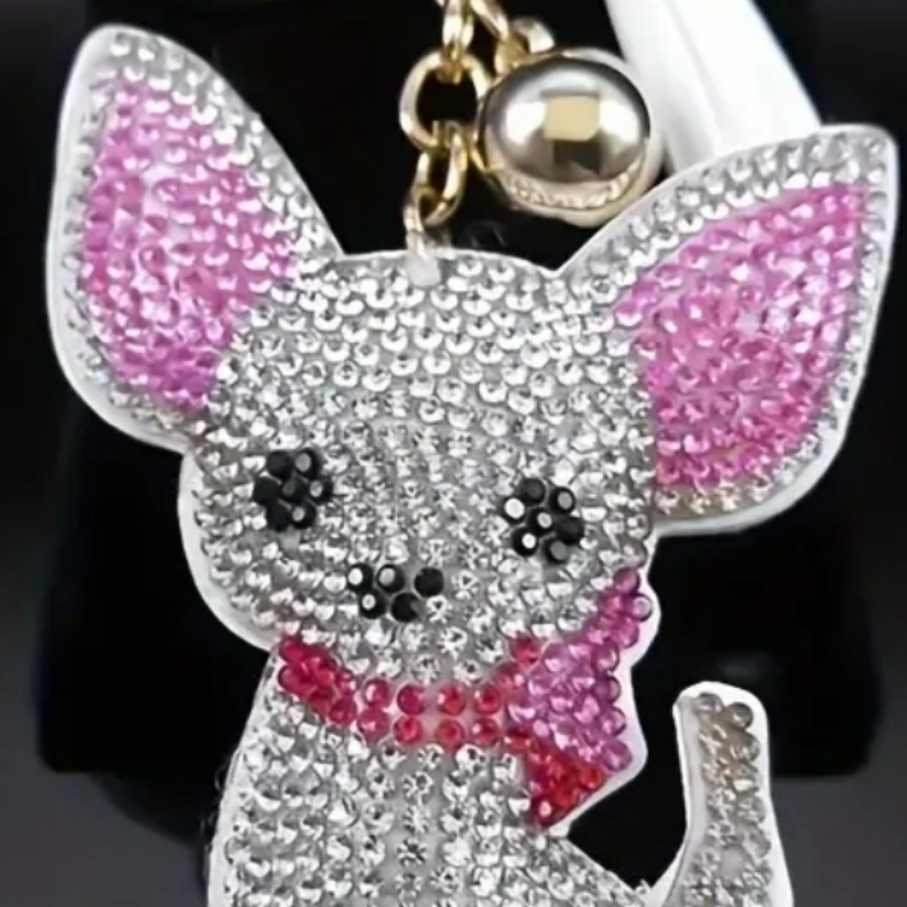 Crystal Rhinestone Chihuahua Keychain/Purse 🎒👜 Charm ~ Pet Dogs Puppy🐕🐾 - Picture 5 of 5